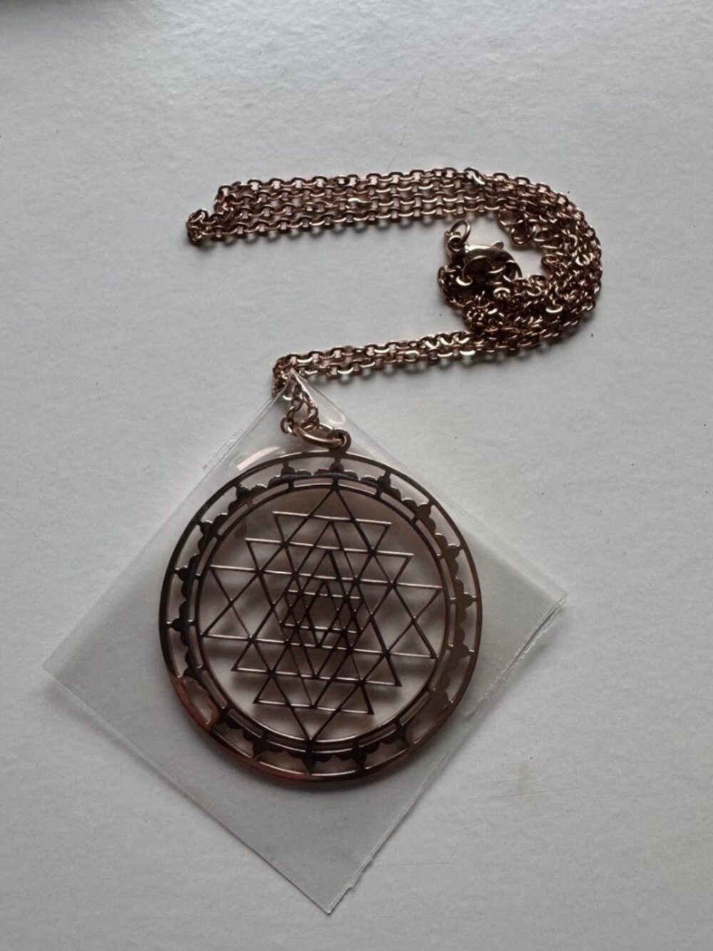 Sri Yantra Necklace Rose Gold Plated Necklace